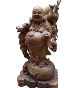 Tượng Di Lặc gánh tiền gỗ hương