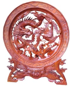 Đĩa tứ linh gỗ xà cừ giá rẻ