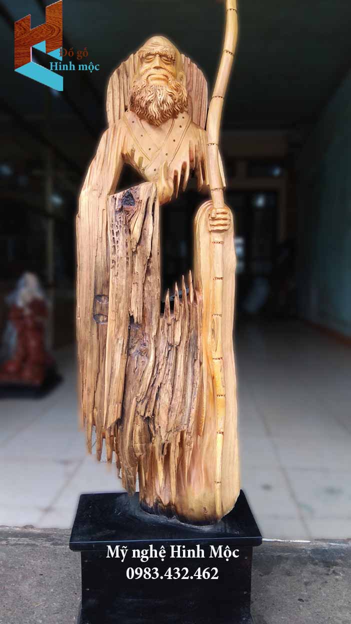 tượng Bồ Đề Đạt Ma tâm rỗng gỗ lũa