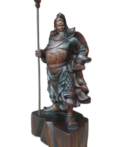 Tượng Quan Công bằng gỗ mun đứng chống đao