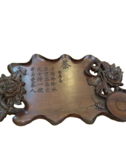 Khay trà bằng gỗ gụ chạm hoa hồng