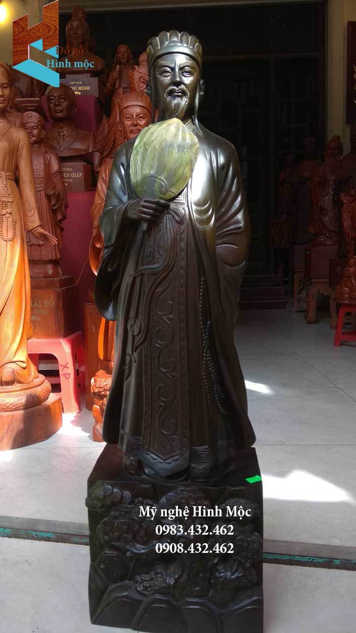 Tượng Khổng Minh gỗ mun 80cm