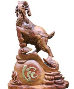 tượng con dê bằng gỗ