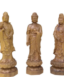 Bộ tượng Tam Thánh gỗ bách xanh 40cm