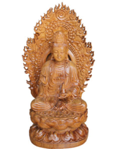 Phật mẹ Quan Âm 20cm gỗ bách xanh