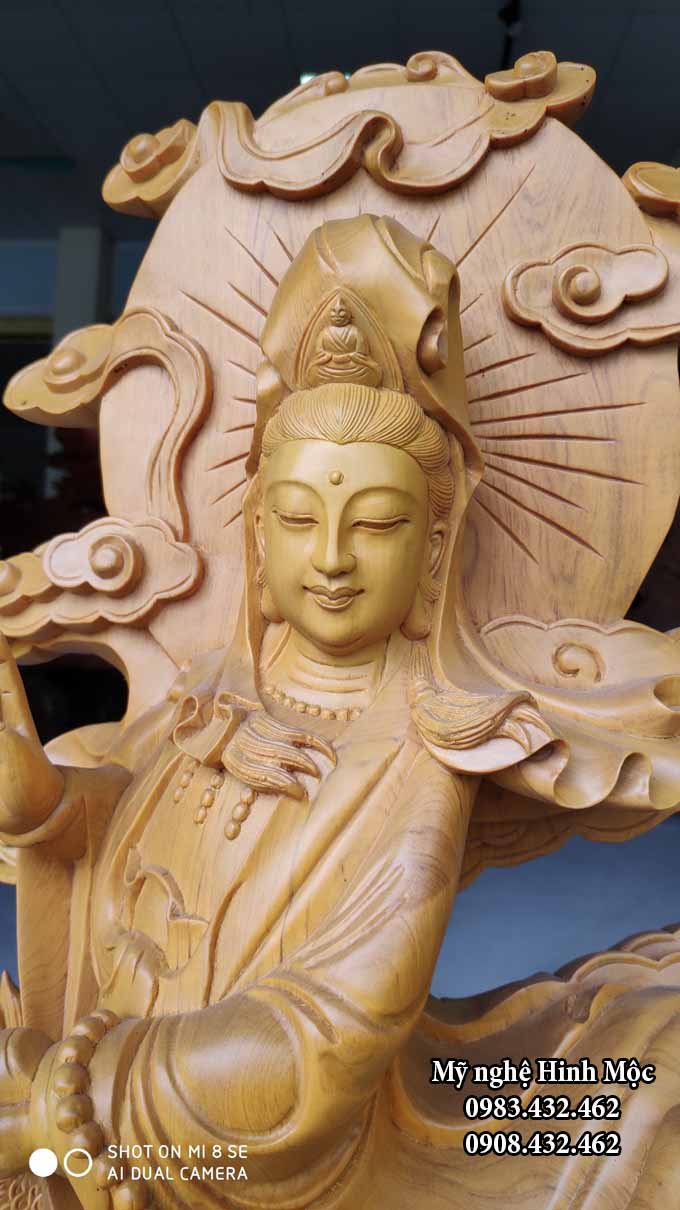 Tượng Phật Bà ngự long 70cm