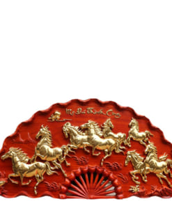 Tranh quạt gỗ bát mã