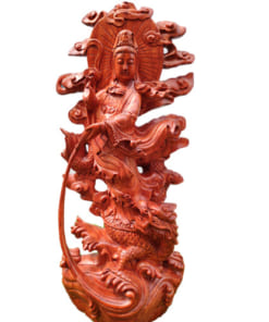 Mẹ Quan Âm cưỡi rồng 70cm gỗ hương đá