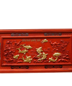 tranh gỗ cửu ngư quần hội