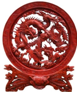 Đĩa gỗ long lân quy phượng