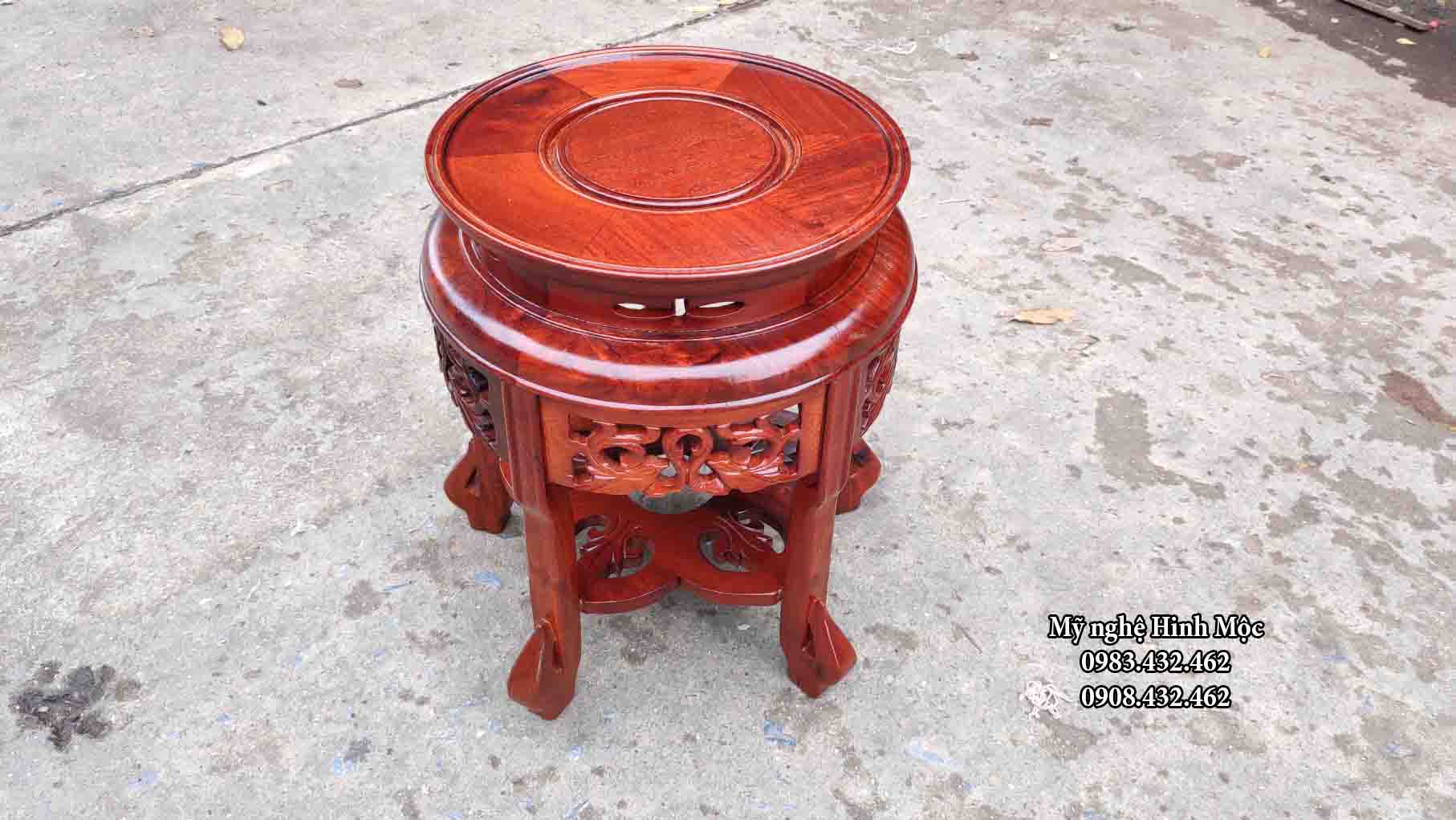 Ghế mặt tròn cao 40cm gỗ hương
