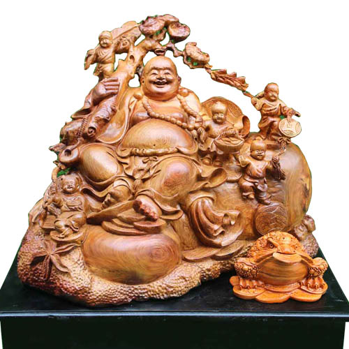 Phật Di Lặc ngồi ngũ phúc gỗ hương ta