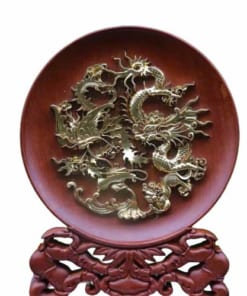 đĩa tứ linh dát vàng