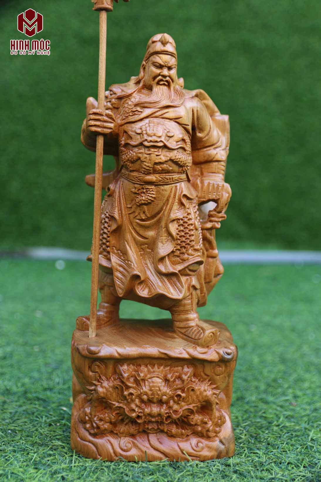 Tượng Quan Vũ cao 30cm gỗ bách xanh