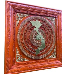 Tranh trống đồng vuông 81cm gỗ hương