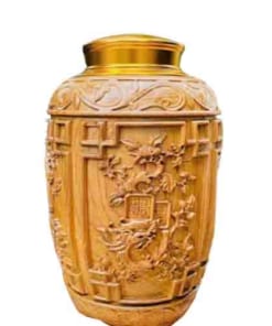 hũ đựng trà nắp đồng gỗ bách xanh